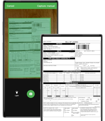 Docutain SDK for mobile data capture entry in logistics, e.g. Scanning a bill of lading