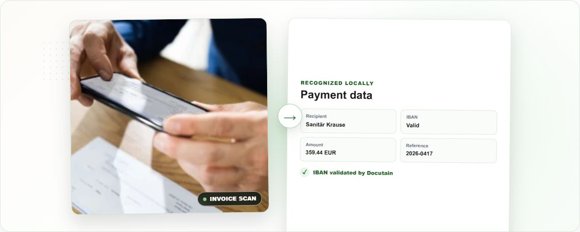Invoice scan converted into locally recognized payment data
